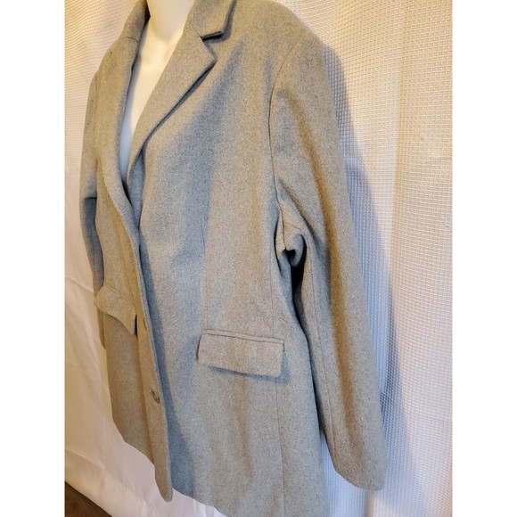 ELLOS Women's Plus Long Boyfriend Wool Blazer Size 22 Light Gray Striped Lining - Picture 4 of 12